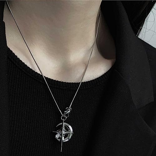 Y2k Moon Star Pendant Necklace for Men Women Stainless Steel Cool Necklaces Punk Star Necklaces Jewelry2