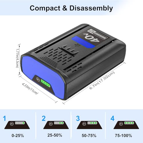 1 Pack 6.0Ah Lithium-ion Replacement for Kobalt 40V Battery Compatible with KPM1040A-03, KM-1640-06, KM 4040-06,Cordless Power Tool Battery