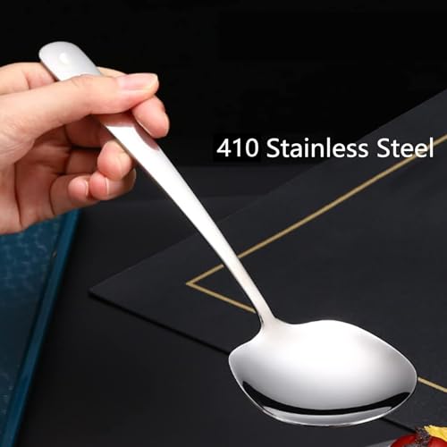 4 Pezzi Cucchiaio da Portata In Acciaio Inox, Cucchiai da Portata Grandi, Cucchiaio da Buffet, C-ucchiaio da Insalata Grande per Cene Al Ristorante e Pasti In Famiglia (21 x 5,8 cm) - immagine 5