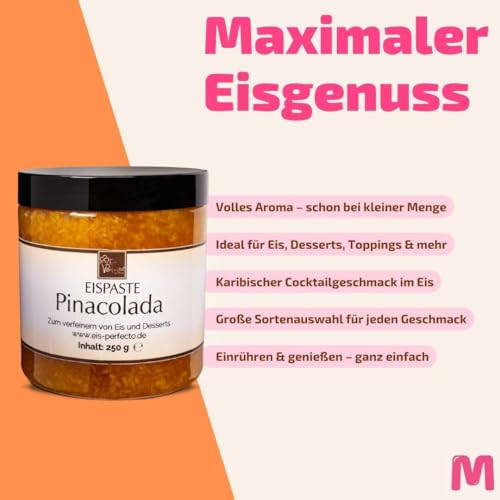 Pina Colada Eispaste │ Exotischer Genuss mit Ananas und Kokos │ MEGA GESCHMACK │ Verfeinere dein Eis, Desserts, Getränke uvm mit einer extra Portion Geschmack │ Inhalt 250 g – Bild 4