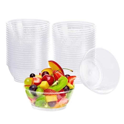 40 Elegantes Cuencos de Plástico Duro, 180ml - Cuencos de Postre Transparente Resistente - Reutilizable, Desechables, Reciclable - Accesorio de Fiesta, Recipiente para Eventos de Catering o en Casa.