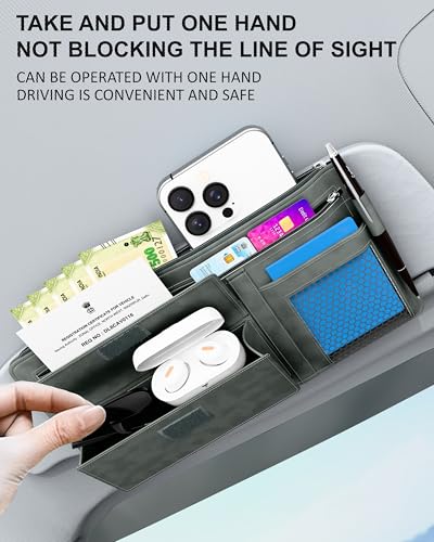 Image of FEDUS Pack of 2 Premium Car Sun Visor Organizer and Storage Car Document Holder, Sunglasses Holder for Car, Car All New Accessories Multipocket Pouch Auto Interior Accessories for Truck, SUV,Van