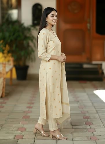 Image of GoSriKi Viscose Printed Kurta for Women | Kurti Set Woman | Kurta with Pant & Dupatta | Straight Ethnic Suit | Indian Outfit Ladies Dress Stylish Traditional Clothing Party Office Fashion Look Style