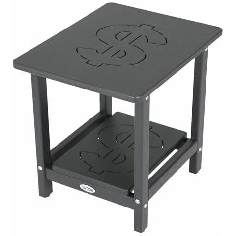BIVODA 18.9'' Patio Side Table, 2-Tiers Outdoor End Table (Black) Cover