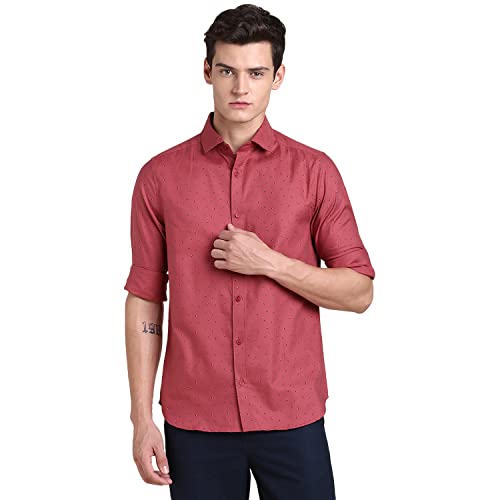 Image of Dennis Lingo Men's Micro Print Pure Cotton Slim Fit Full Sleeve Casual Shirt