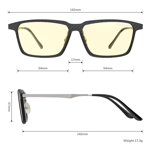 Image of ANYLUV Blue Light Glasses Men, Stylish Square Carbon Fiber Eyewear, Anti Eyestrain, Lightweight Mens Computer Gaming Glasses