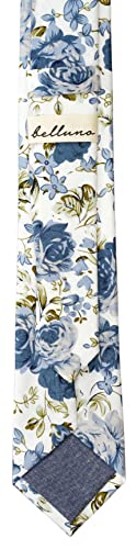 Image of BELLUNO Men's Cotton Floral Skinny Tie, 2.5 inch Width, with Gift Box