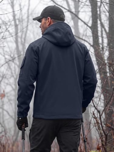 Image of FREE SOLDIER Men's Waterproof Softshell Jacket Fleece Lined Outdoor Jacket Tactical Military Hoodie Windbreaker