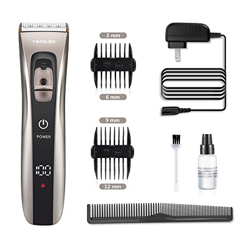 Hair Clippers, Yimaler Cordless Hair Trimmer for Men Electric Hair Cutting Kit Shaver with USB Rechargeable Waterproof Wireless LED Display