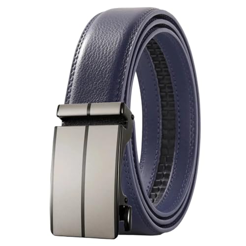 Blue Leather Leather Belt For Men Handcrafted Sliding Ratchet Belt Ply36-24850-S3 115CM