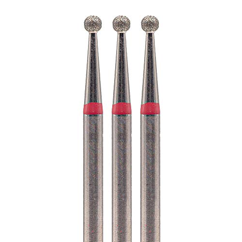 3 Pcs fresa broca de diamente profesional (bola roja 21) de rusia para manicura de torno cuticula, acrlico calidad alta