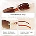 Dollger Rimless Rectangle Sunglasses for Men Women Hip-hop Plastic Imitation Woodgrain Legs Small Square Sunglasses Colorful Fashion Frameless 70s 90s Shades (Imitation Wood-Gold Frames/Brown Len)