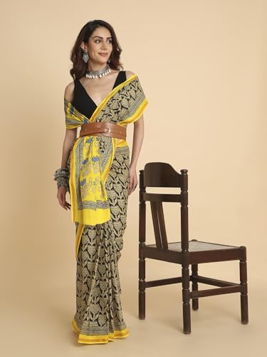 Image of RATAN Women's Pure Soft Cotton Saree with Blouse Piece | Lightweight Breathable Daily Wear Cotton Saree | Traditional Printed Saree for Office Casual & Summer Wear