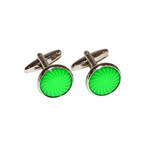 Mancuernillas redondas estampado Green Burst para hombre miniatura 1