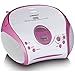 Lenco SCD-24 Kids - Lettore CD per bambini - Radio CD - con adesivi - Boombox - Sintonizzatore radio FM - Memoria titolo - 2 x 1,5 W RMS - Alimentazione a batteria e alimentazione - Rosa immagine