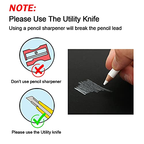 Professional White Charcoal Pencils Set - Brusarth 3 Pieces Sketch Highlight White Pencils For Drawing, Sketching, Shading, Blending, White Chalk Pencils For Beginners & Artists #TOP5