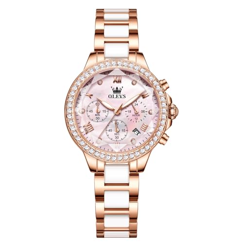 OLEVS �r���v ���f�B�[�X �N�H�[�c ���{�����[�u�����g ���@�\ 60���v 12���Ԍv ���t ��� 30m�h�� �X�e�����X×�Z���~�b�N�o���h ������� �����p ���v �M�t�g �v���[���g watch for women