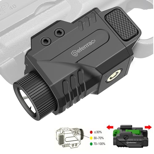 DEFENTAC 800lm Slidable Gun Light with Power Level Indicator, Magnetic Charging Pistol Flashlight W/Strobe, Compatible with Picatinny Rail (21±0.5MM Width)