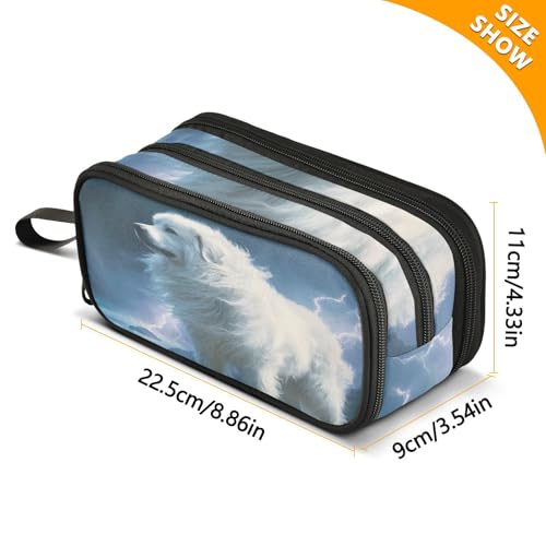 Image of Great Pyrenees Dog Pencil Case Box Boys Girls Large Pencil Pouch Zipper Compartments Big Capacity Stationery Pen Bag Organizer for Kids Teens Adults School Office