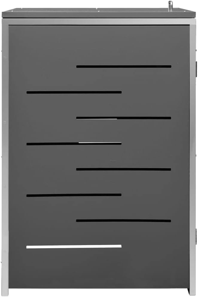 FAMIROSA Single Wheelie Bin Shed Stainless Steel for Garbage Storage, Metal Garbage Bin Shed for Garden Yard Lawn 27.2"x30.5"x45.3" Anthracite