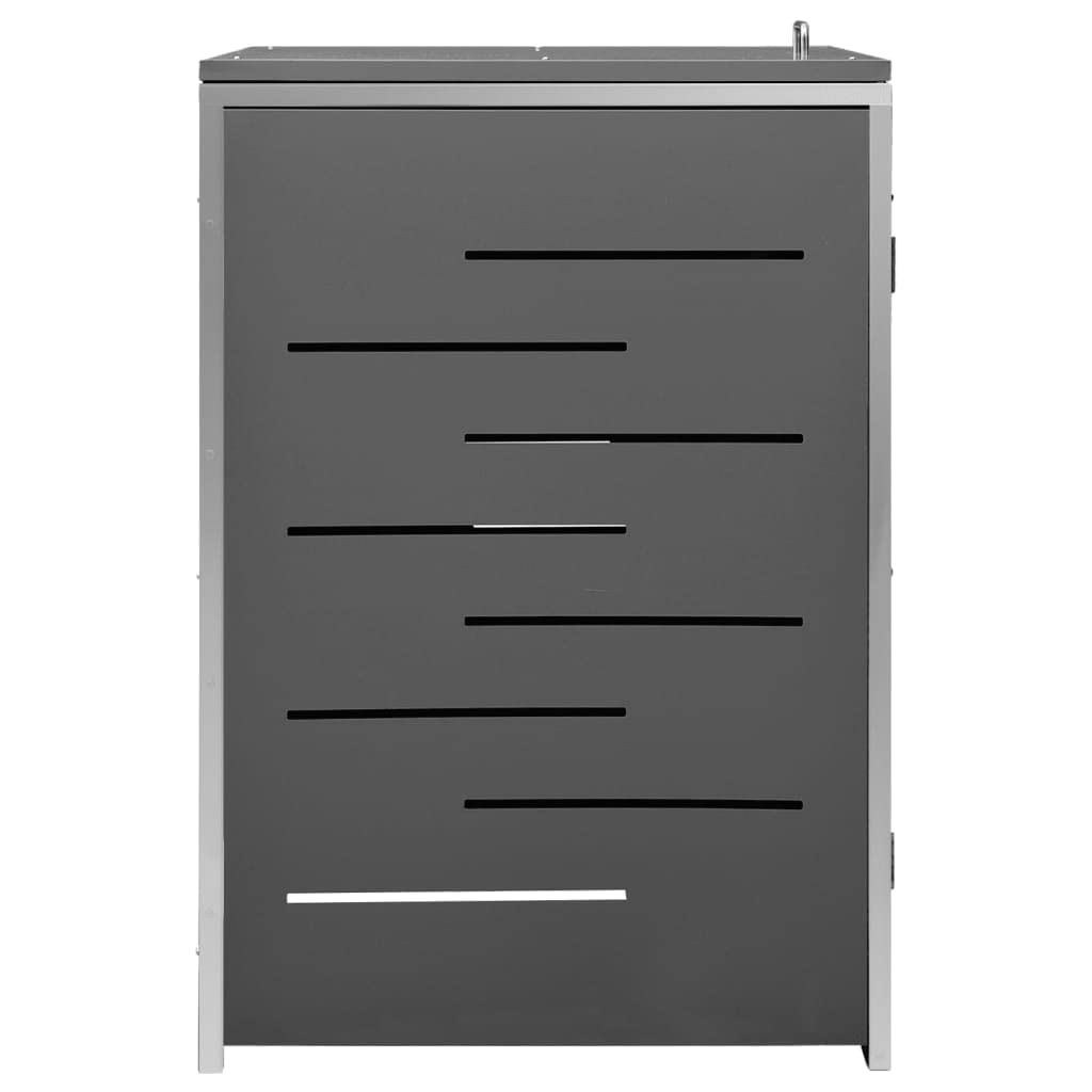 vidaXL Abri pour Trois Poubelles, Cache-Poubelle avec Couvercle, Boîte de Rangement à Poubelles Jardin Extérieur, 207x77,5x112,5 cm Acier Galvanisé