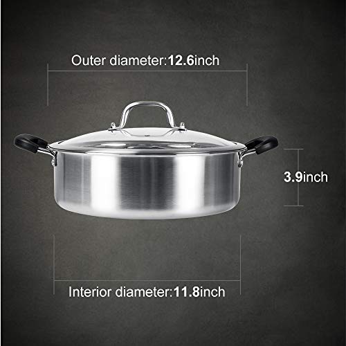 Hot Pot with Divider Stainless Steel Shabu Shabu Pot for Induction Cooktop Gas Stove Suitable for 4-5 Person (13 inch) 2 Gallery Image