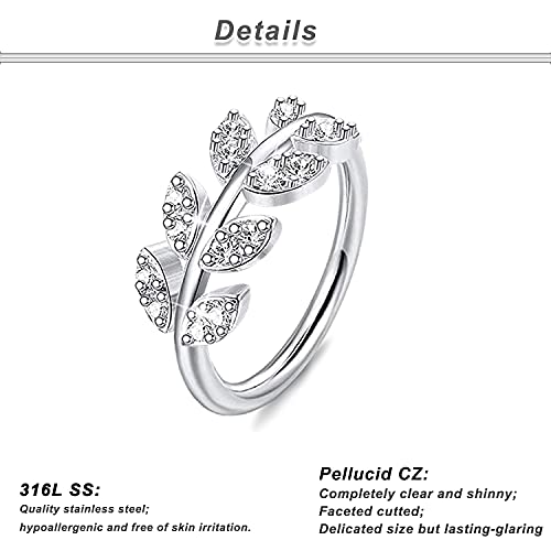 Ocptiy 18G Nose Rings Hoops Studs Piercing Jewelry For Women 18 Gauge Stainless Surgical Steel Nose Ring Hypoallergeni Silver L Shaped Bend Cubic Zirconia Nose Nostril Ring Stud Piercing Jewelry Men #TOP2