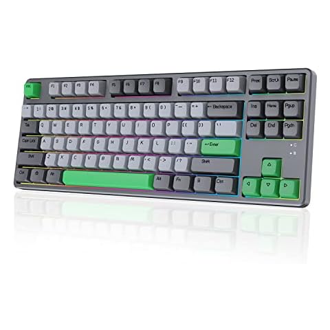 NACODEX AK873 TKL Hot Swappable Mechanical Keyboard with MDA Profile PBT Keycaps | Custom Lubed Linear Switch | Magnetic Removable Cover BT5.0/2.4GHZ/Wired Programmable RGB Keyboard Cover