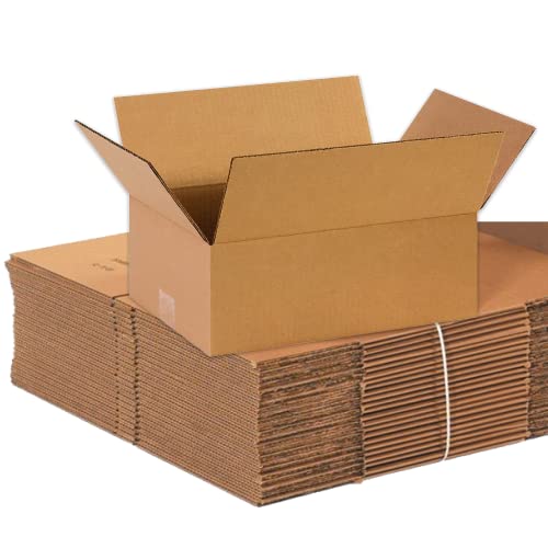 Image of BOX USA Shipping Boxes 14 inchL x 10 inchW x 5 inchH 25-Pack Flat Corrugated Cardboard Box for Packing, Moving and Storage