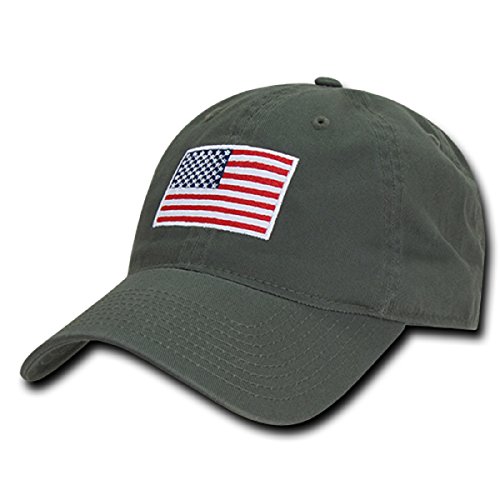 Rapid Dominance American Flag Embroidered Washed Cotton Baseball Cap - Olive Drab