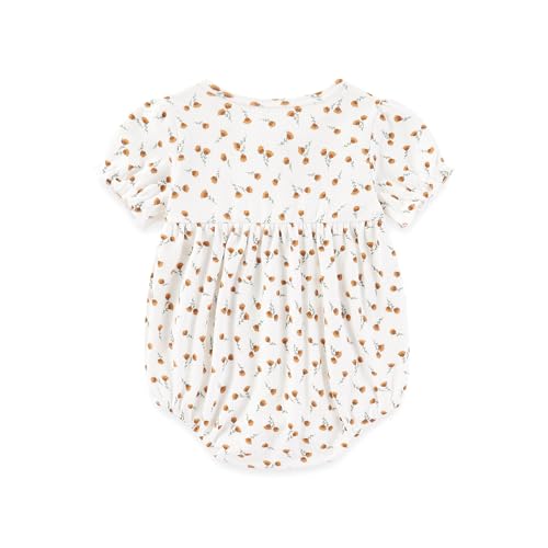 Newborn Baby Girl Clothes Cotton Bubble Romper Floral Short Sleeve Bodysuit 3 Pack3