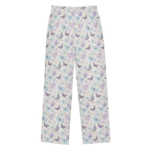 Butterfly Long Pajama Pants Elastic Waist PJ Bottoms with Pockets S A1132102