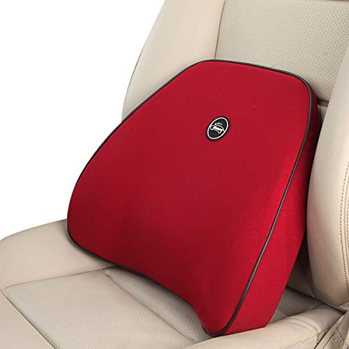 Ergocar Almohada de Cuello & Almohada de Respaldo Lumbar - Cojin Lumbar,Cojín de Asiento para Coche para Alivio de Dolor de Espalda & Cuello,Cojín para Casa, Oficina, Coche, Viajes (Rojo)
