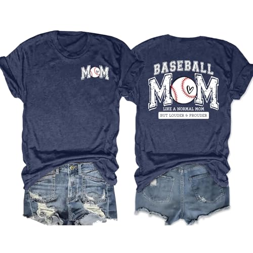 Baseball Mom Shirts Women Funny Baseball Mama Graphic Tees Ball Lover Short Sleeve Tops