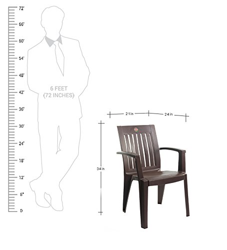 Image of CELLO Prominent Set of 6 Chairs (Ice Brown) | Strong and Durable | Easy to Clean | Chair for Living Room, Bed Room, Kitchen, Office Room, Outdoor | 3 Years Warranty