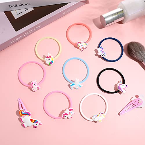 Lurrose 16 stks Eenhoorn Haar Clips Haarspelden Eenhoorn Armband Haar Ties Paardenstaart Houder Haaraccessoires voor Meisjes Vrouwen Maat M - Image 6