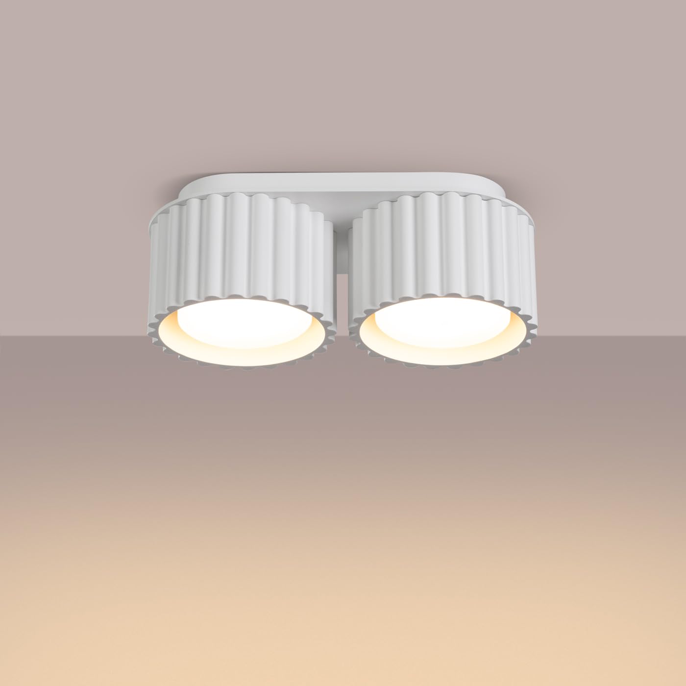SOLLUX lighting Lámpara de techo plafón - foco de techo aluminio - 2 llamas - bombilla LED - Blanco Aura