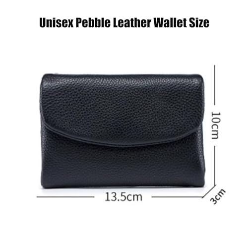 Unisex Pebble Leather Wallet, Short Genuine Leather Purse For Coins And Cards, Small Compact Bifold Pocket Purse With Credit Card Holder, 5.3in Clutch Organizer, Small Wallets For Women (F) 7