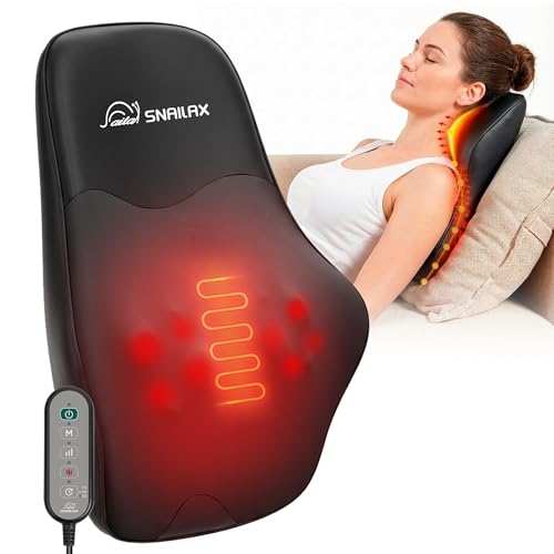 Image of Snailax Shiatsu Back Massager with Heat, Neck Shoulder Massager for Pain Relief Deep Tissue, 4D Kneading Back Massage Pillow, 3 Speed /3 Modes Portable for Home Office Car Use