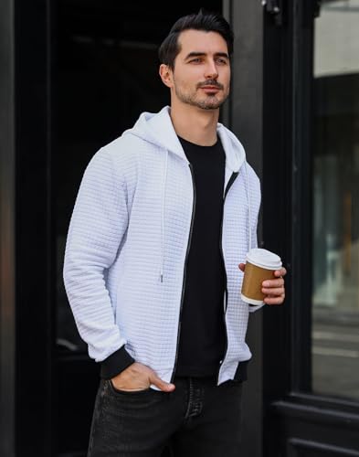 Mens Zip Up Hoodie Full-Zip Sweatshirt Lightweight Loose Fit Hooded Jackets2