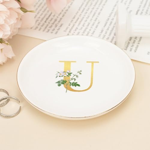 Plato para joyas con decoración dorada ideal para mesita de noche moderna 6