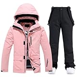 HOTIAN Damen Ski Jacke und Hosen 2 Teilig Set Skianzug Damen Wasserdicht Winddicht Winter Warme SkiSchnee Skifahren Sätze Snowboard Set