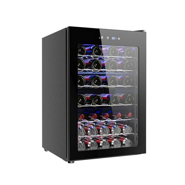EUHOMY 45 Bottle Wine Cooler Refrigerator, Small Built-in Wine Fridge for Red, White and Champagne, 4.5 Cu.ft Mini Fridge with Adjust Temperature, Black