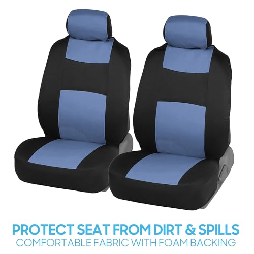 Image of BDK PolyPro Car Seat Covers Full Set in Blue Gray on Black, Front and Rear Split Bench Seat Covers for Cars, Easy to Install Car Seats Cover Set and Accessories for Auto Trucks Van SUV - Blue Gray