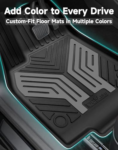 Image of Premium Color TPE Floor Mats 6-PCS for Tesla Model Y Juniper 2025 2026 | Titan Gray Wing Design | Car Mat Full Set Front & Rear | All-Weather Protection, Pet & Child-Friendly Accessories