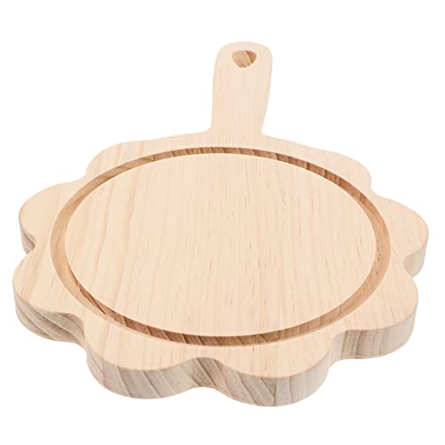 PRETYZOOM Wooden Pizza Board Handle Round Cheese Serving Tray Multipurpose Food Serving Plate Oven Safe for Snacks