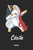  Cécile - Notes: Noms Personnalisé Carnet de notes Journal pour les filles et les femmes. Licorne qui dab aux cheveux aux couleurs du drapeau français. ... anniversaire, cadeau de Noël et de fête.