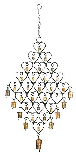 Deco 79Metal Windchime with Bells, 14" x 1" x 31", Brass