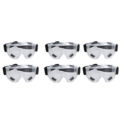 Premium Safety Goggles Glasses Eye Protection Sealed Design Flexible Frame 6pk