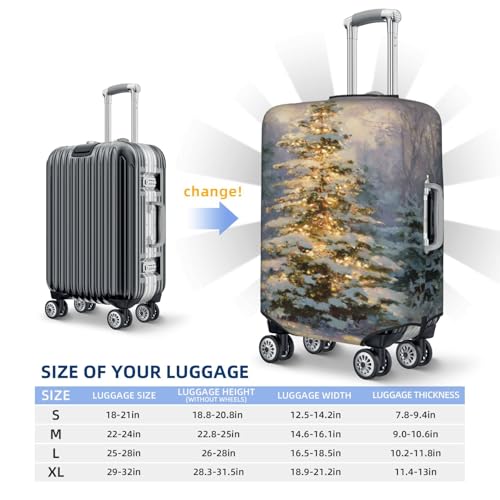 Christmas Tree With Twinkling Lights Elastic Travel Luggage Covers Dustproof Scratch-Resistant Suitcase Protector Fit 22-24 Inch4